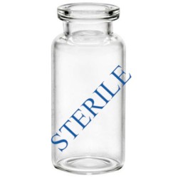 10ml Open Unsealed Sterile Vial, Clear Type 1 Glass, Tray of 160pc