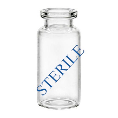 10ml Open Unsealed Sterile Vial, Clear Type 1 Glass, Tray of 160pc