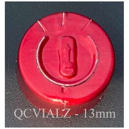 13mm Full Tear Off Aluminum Vial Seals, Red, Pack of 100