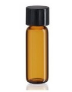 1/2 Dram Amber Vials (1.8mL), with Black Phenolic Screw Caps, Pk 100