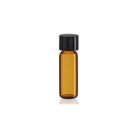 1/2 Dram Amber Vials (1.8mL), with Black Phenolic Screw Caps, Pk 100