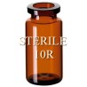 ISO 10R Amber Open Sterile Vials, 24x45mm, Nested Tray of 96 pieces