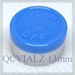 Light Blue 13mm Flip Off® Vial Seals. QCVIALZ catalog no. FO13LBL-100