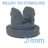 Ready to Sterilize 20mm Vial Stoppers, Lyophilization 2-Leg, lot labeled resealable bag of 2,500 pieces
