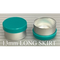 Teal Green 13mm Long Skirt Flip Cap Vial Seal, Pack of 100