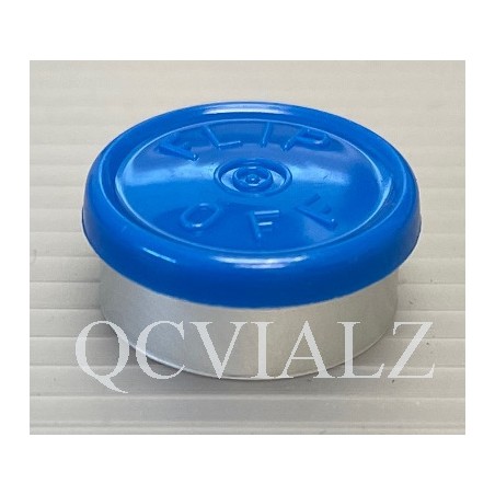 20mm Royal Blue FLIP OFF seal manufactured by West Pharmaceuticals.