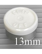 White 13mm Flip Off® Vial Seals, West Pharmaceutical. QCVIALZ catalog SKU FO13WHT-1K