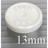 White 13mm Flip Off® Vial Seals, West Pharmaceutical. QCVIALZ catalog SKU FO13WHT-1K