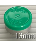 Green 13mm Flip Off® Vial Seals, manufactured by West Pharmaceutical. QCVIALZ catalog SKU FO13GRN-1K