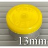Yellow 13mm Flip Off® Vial Seals, manufactured by West Pharmaceutical. QVIALZ catalog SKU no. FO13YEL-1K