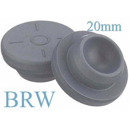 20mm Round Bottom Stopper, USP Bromobutyl, BRW, Bag of 2,500