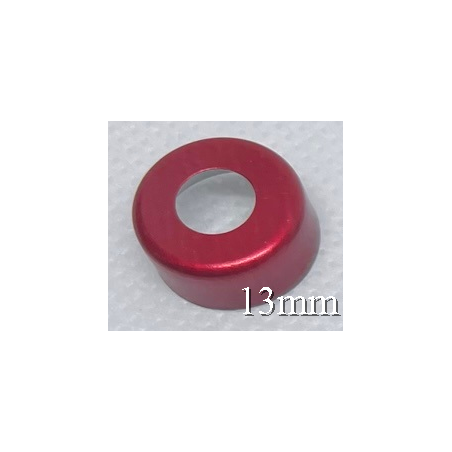 13mm Open Face Hole Punched Vial Seals, Red, Bag of 1000. QCVIALZ Catalog HP13RED-1K