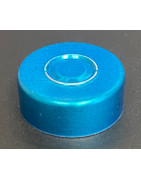 Metallic Blue 20mm Center Tear Smooth Unlined Aluminum Vial Seals, Bag of 1000
