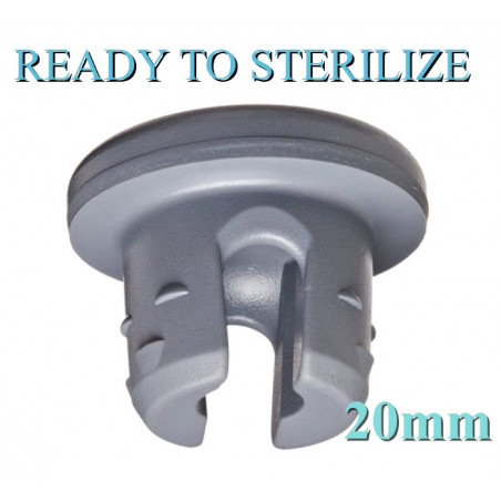 Ready to Sterilize 20mm Vial Stoppers, Lyophilization 2-Leg, lot labeled resealable bag of 2,500 pieces
