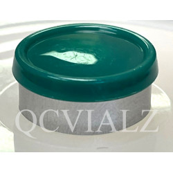 Dark Green 20mm Glossy Flip Cap Vial Seals, Bag of 1,000. QCVIALZ Catalog SKU no. SFC20DKG-1K