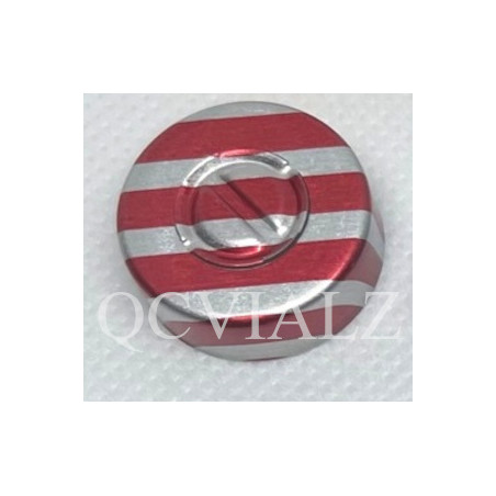 Red Stripe 20mm Center Tear Out Unlined Aluminum Vial Seals. QCVIALZ Catalog SKU No. SAS20RST-1K