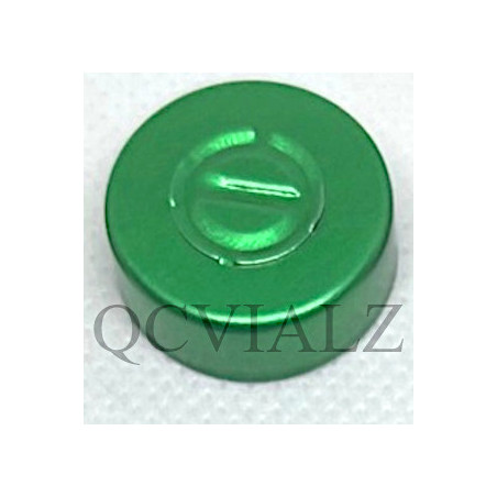 Green 20mm unlined center tear vial seals. For serum vials with a 20mm crimp finish. QCVIALZ catalog SKU SAS20GRN-1K