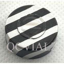 Black Stripe 20mm Center Tear Out Unlined Aluminum Vial Seals, Bag of 1000