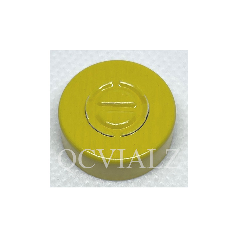 Yellow 20mm Center Tear Out Unlined Aluminum Vial Seals, QCVIALZ catalog SAS20YEL-1K