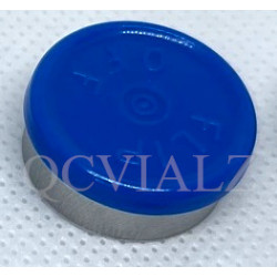 20mm Royal Blue FLIP OFF seal manufactured by West Pharmaceuticals.