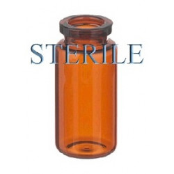 Sterile 10mL Amber Open Vials, 24x50mm, Ready to Fill, Tray of 145 pieces