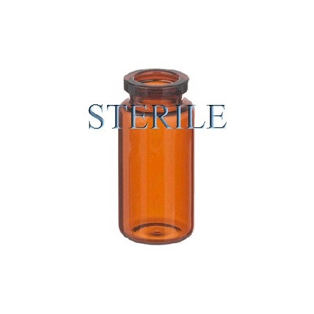 Sterile 10mL Amber Open Vials, 24x50mm, Ready to Fill, Tray of 145 pieces