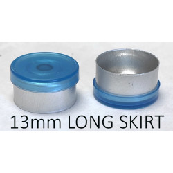 Clear Blue 13mm Long Skirt Flip Cap Vial Seal, Bag of 1,000. QCVIALZ Catalog No. LS13CLB-1K