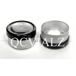 Black 13mm Smooth Gloss Flip Cap Vial Seal, West Pharma, Bag of 1,000. QCVIALZ catalog no. WSC13BLK-1K