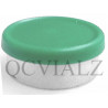 West Matte 20mm Green Flip Cap Vial Seals, manufactured by West Pharmaceuticals. QCVIALZ catalog no. WMC20GRN-100