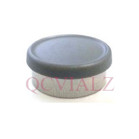 West Matte 20mm Dark Gray Flip Cap Vial Seals, manufactured by West Pharmaceutical Services. QCVIALZ catalog no. WMC20DGR-100