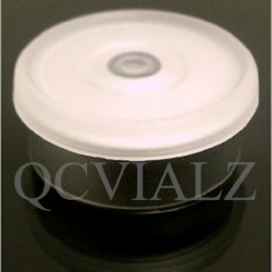 West Matte 20mm Clear Flip Cap Vial Seals, manufactured by West Pharmaceuticals. QCVIALZ catalog no. WMC20CLR-100