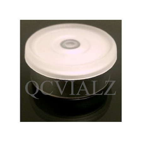 West Matte 20mm Clear Flip Cap Vial Seals, manufactured by West Pharmaceuticals. QCVIALZ catalog no. WMC20CLR-100