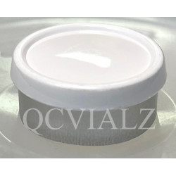 White 20mm Superior Flip Cap Vial Seals, Pack of 100. QCVIALZ catalog no.  SFC20WHT-100
