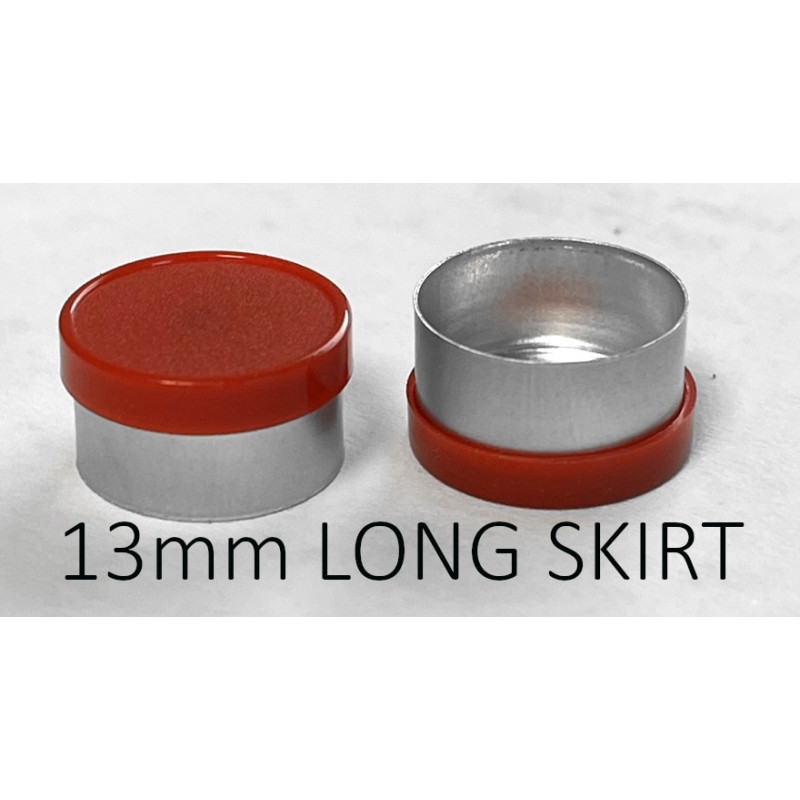 Red 13mm Long Skirt Flip Cap Vial Seal, Pack of 100