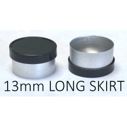 Black 13mm Long Skirt Flip Cap Vial Seal, Bag of 1,000. QCVIALZ Catalog No. LS13BLK-1K