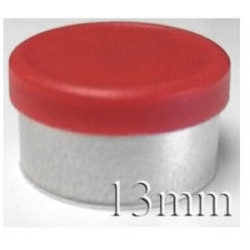 Red 13mm West Matte Flip Cap Vial Seals - West Catalog No. 54130686. Pack of 100 pieces