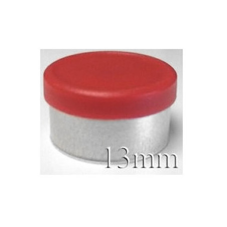 Red 13mm West Matte Flip Cap Vial Seals - West Catalog No. 54130686. Pack of 100 pieces