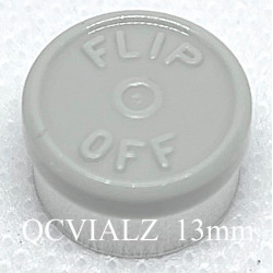 Misty Gray 13mm Flip Off® Vial Seals, West Pharmaceutical. QCVIALZ catalog No. FO13MSG-1K