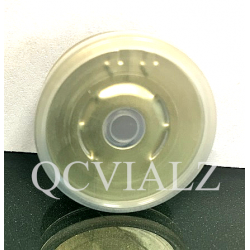 20mm Flip Up-Tear Down Vial Seals, Clear on Gold, Bag of 1,000.  QCVIALZ catalog FUTD20CGD-1K