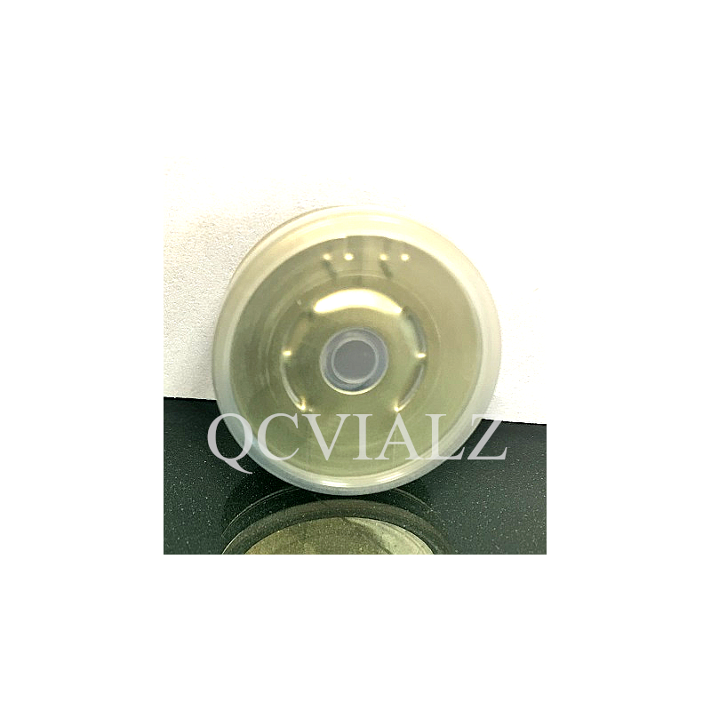 20mm Flip Up-Tear Down Vial Seals, Clear on Gold, Bag of 1,000.  QCVIALZ catalog FUTD20CGD-1K