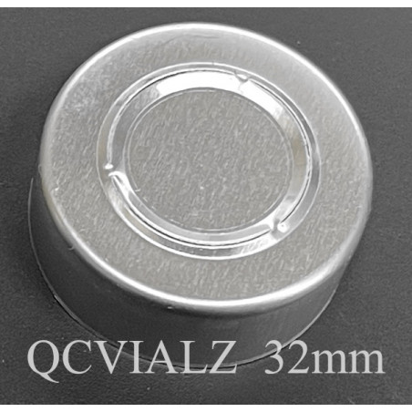 32mm Infusion Vial Seal, Center Tear Aluminum, Silver, Pack of 100