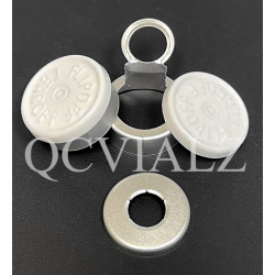 West 20mm Flip Off-Tear Off® Vial Seals, White, Bag of 1000 pieces. QCVIALZ catalog no. FOTO20WHT-1K