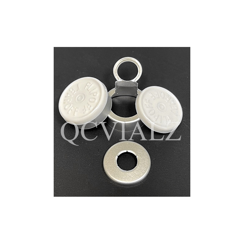 West 20mm Flip Off-Tear Off® Vial Seals, White, Bag of 1000 pieces. QCVIALZ catalog no. FOTO20WHT-1K