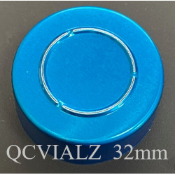 32mm Infusion Vial Seal, Center Tear Aluminum, Blue, Pack of 100. QCVIALZ catalog IVS32BLU-100