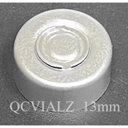 13mm Aluminum Center Tear Vial Seals, Silver, Bag of 1,000. QCVIALZ catalog no. SAS13NAT-1K