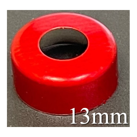13mm Open Face Hole Punched Vial Seals, Red, Bag of 1000. QCVIALZ Catalog HP13RED-1K