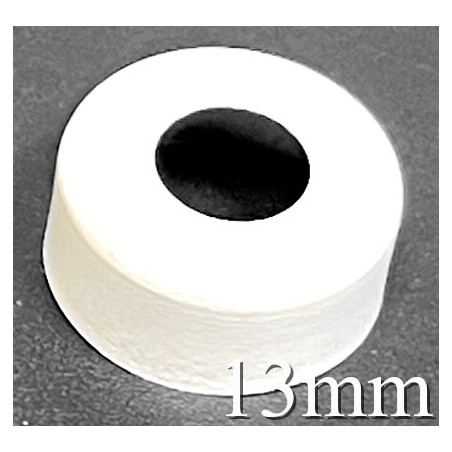 13mm Open Face Hole Punched Vial Seals, White, Bag of 1000. QCVIALZ catalog no. HP13WHT-1K