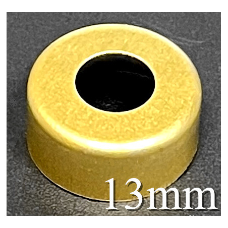 13mm Open Face Hole Punched Vial Seals, Gold, Bag of 1000