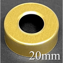 20mm Open Face Hole Punched Vial Seals, Gold, Bag of 1,000. QCVIALZ catalog no. HP20GLD-1K