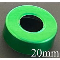 20mm Open Face Hole Punched Vial Seals, Green, Bag of 1,000
